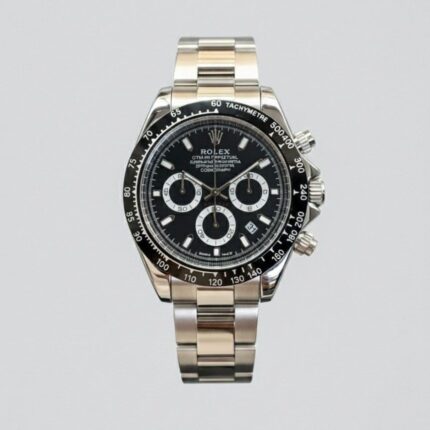 ROLEX Silver Black Daytona Chronograph Chain Strap Master Clone Watch