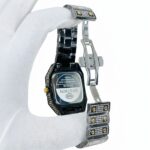 BESTWIN Full Stone Chain Silver Toned Iced-out Square Dial Watch
