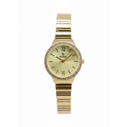PREMIER Crystal-studded Bezel Gold-tone Wrist Watch