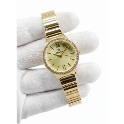 PREMIER Crystal-studded Bezel Gold-tone Wrist Watch
